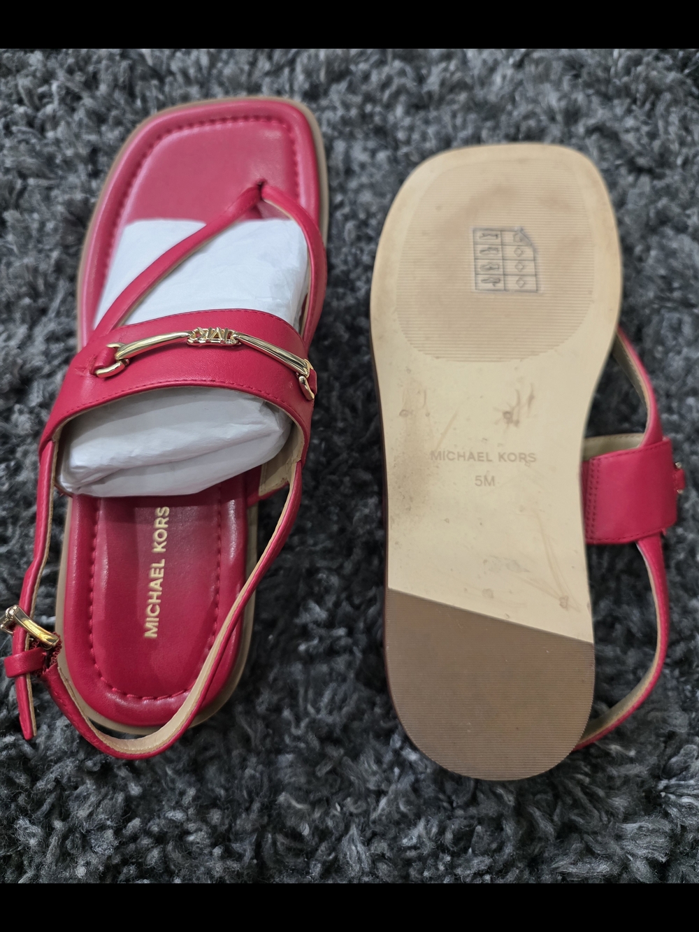 Michael Kors Women's Pink Leather Slingback Sandals Size 5M